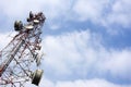 Telecommunication mast with microwave link and TV transmitter an Royalty Free Stock Photo