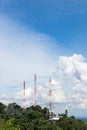 Telecommunication towers in the mountain bush. Royalty Free Stock Photo