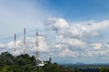 Telecommunication towers in the mountain bush. Royalty Free Stock Photo