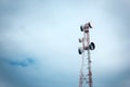 Telecommunication tower Antenna with cloudy and blue sky, Communication tower, Mobile phone 4G 5G network telephone cellsite with Royalty Free Stock Photo