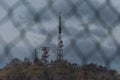 Telecommunication tower Antenna at sunset sky Royalty Free Stock Photo