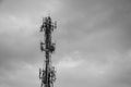 Telecommunication tower of 4G and 5G cellular. Antenna transmission communication. Cell phone signal base station. Royalty Free Stock Photo