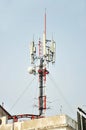 Telecommunication tower with antennas Royalty Free Stock Photo