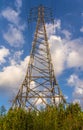 Telecommunication tower with antennas against blue sky Royalty Free Stock Photo