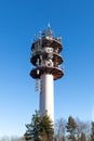 Telecommunication Tower With Antennas Against Blue Sky Royalty Free Stock Photo