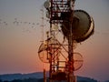 Telecommunication tower antennas with sunset