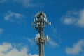telecommunication tower on the background of the sky Royalty Free Stock Photo