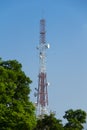 Telecommunication tower with blue sky