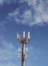 Telecommunication tower with blue sky and cloud Royalty Free Stock Photo