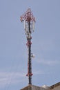 Telecommunication tower on the building Royalty Free Stock Photo