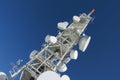 Telecommunication tower with dish antennas Royalty Free Stock Photo