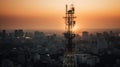 Telecommunication tower with 5G cellular network anten. Generative AI Royalty Free Stock Photo