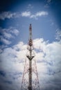 Telecommunication tower mast with GSM, UMTS, TV, DAB, Satellite, military antennas Royalty Free Stock Photo