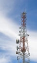 Telecommunication tower mast TV antennas wireless technology wit Royalty Free Stock Photo