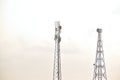 Telecommunication tower of mobile phones or cellular, Telecommunication tower with antennas against sky