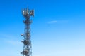 Telecommunication tower phone networkon on blue sky  right space Royalty Free Stock Photo