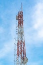 telecommunication tower. Telecommunication towers with wireless antennas on blue sky Royalty Free Stock Photo