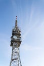 Telecommunication tower with transmitters and aerials, wireless communication and 5G broadband cellular networks concept Royalty Free Stock Photo