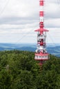 Telecommunication tower with transmitters and aerials, wireless communication and internet traffic increase Royalty Free Stock Photo