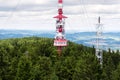 Telecommunication tower with transmitters and aerials, wireless communication and internet traffic increase Royalty Free Stock Photo