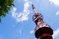 Telecommunication tower with transmitters and aerials, wireless communication and internet traffic increase Royalty Free Stock Photo