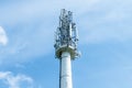 Telecommunication tower with transmitters antennas and parabolas Royalty Free Stock Photo