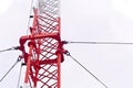 Telecommunication tower used to transmit television and 3g signals isolated on white Royalty Free Stock Photo