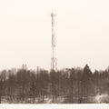 Telecommunication tower in winter Royalty Free Stock Photo