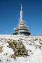 Telecommunication tower on the Zobor hill near Nitra city in win Royalty Free Stock Photo