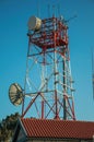 Telecommunication towers with antennas in a base transceiver station