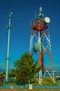 Telecommunication towers with antennas