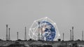 Telecommunication towers with global network connection. Element of this image are furnished by NASA Royalty Free Stock Photo