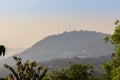 Telecommunication towers on the summit of the hill Royalty Free Stock Photo