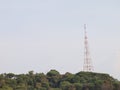 telecommunication towers on top of hill Royalty Free Stock Photo