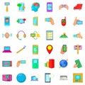 Telecommunication widget icons set, cartoon style Royalty Free Stock Photo