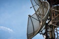 Telecommunications antenna for radio, television and telephone with blue sky Royalty Free Stock Photo