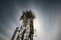 Telecommunications antenna for radio, television and telephone. Long exposure at night Royalty Free Stock Photo