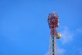 Telecommunications antenna tower for mobile phone Royalty Free Stock Photo
