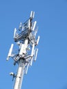 Telecommunications cell phone tower with antennas Royalty Free Stock Photo