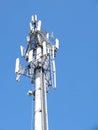 Telecommunications cell phone tower with antennas Royalty Free Stock Photo