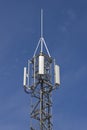 Telecommunications cellphone antennas tower. 5g high speed internet transmitters Royalty Free Stock Photo