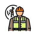 telecommunications equipment installers repairers color icon vector illustration