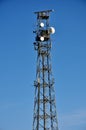 Telecommunications mast with blue sky Royalty Free Stock Photo