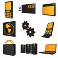 Telecommunications Mobile Industry Icons Set - Bla