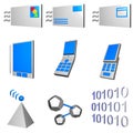 Telecommunications Mobile Industry Icons Set - Gra