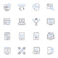 Telecommunications line icons collection. Connectivity, Fibre, Bandwidth, Spectrum, Broadband, Nerk, Mobile vector and