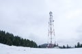 Telecommunications pole in Carpathian mountains , Romania