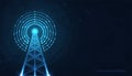 Telecommunications signal transmitter, radio tower from lines. Illustration vector design