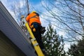 Telecommunications technician at work