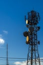 Telecommunications tower against a blue sky in Brail. Illustrates modern digital connectivity Royalty Free Stock Photo